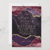 Trouwkaart van Burgundy, Paars & Goud Agaat Kaart (Voorkant)