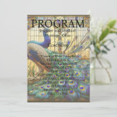 Trouwkaart van glas-in-lood met pauw Programma Programmakaart (Staand voorkant)