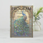 Trouwkaart van glas-in-lood met pauw Programma Programmakaart (Staand voorkant)