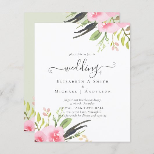 Trouwkaart van hoge kwaliteit met roze olijftint v (Voorkant / Achterkant)