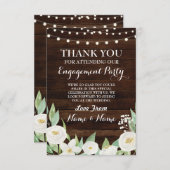 Trouwkaart van hout met witte bloemen bedanken kaart (Voorkant / Achterkant)