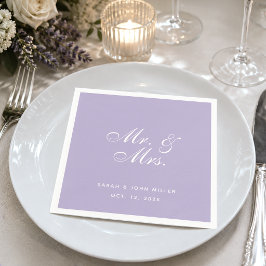 Trouwkaart van meneer en mevrouw Lavender paars wi Servet
