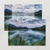 Trouwkaart van mooi bergmeer Huwelijk opslaan Save The Date (Voorkant / Achterkant)