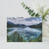 Trouwkaart van mooi bergmeer save the date (Staand voorkant)