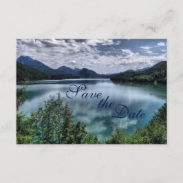 Trouwkaart van mooi bergmeer save the date