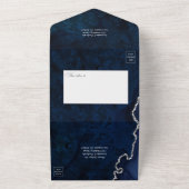 Trouwkaart van Navy Blauw en Zilver Agate Alles in All In One Uitnodiging (Buitenkant)