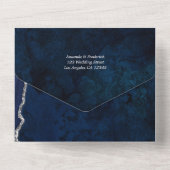 Trouwkaart van Navy Blauw en Zilver Agate Alles in All In One Uitnodiging (Achterkant)