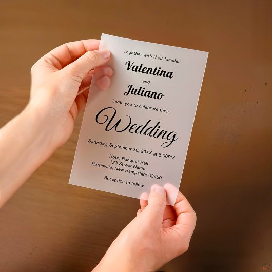 Trouwkaart van velijn in zwart en wit vellum uitnodigingen