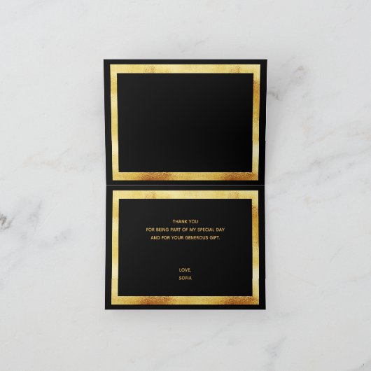 Trouwkaart verjaardag zwart gouden lint bedankkaart (Binnen)