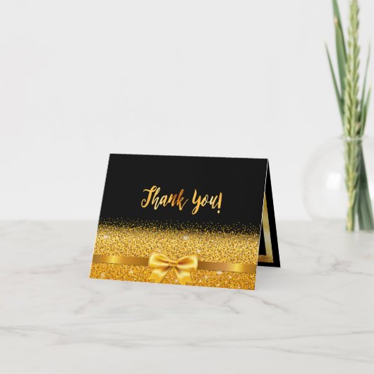 Trouwkaart verjaardag zwart gouden lint bedankkaart (Voorkant)