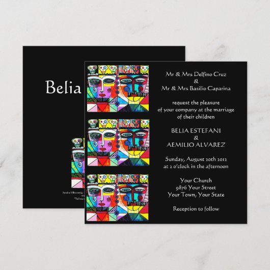 Trouwkaart (vierkant) - Dia de los Muertos Kaart (Voorkant / Achterkant)