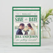 Trouwkaart 'Vintage Krant' Save the Date (Staand voorkant)
