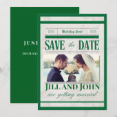 Trouwkaart 'Vintage Krant' Save the Date (Voorkant / Achterkant)