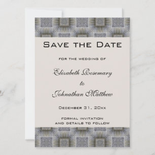 Trouwkaart vintage 'Save the Date', Retro grijze v Save The Date