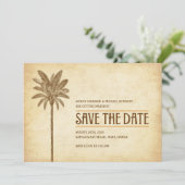 Trouwkaart vintage strand save the date (Staand voorkant)
