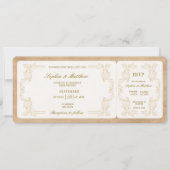 Trouwkaart Vintage Ticket met RSVP Kaart (Voorkant)
