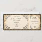Trouwkaart vintage ticket RSVP Barok Kaart (Voorkant)