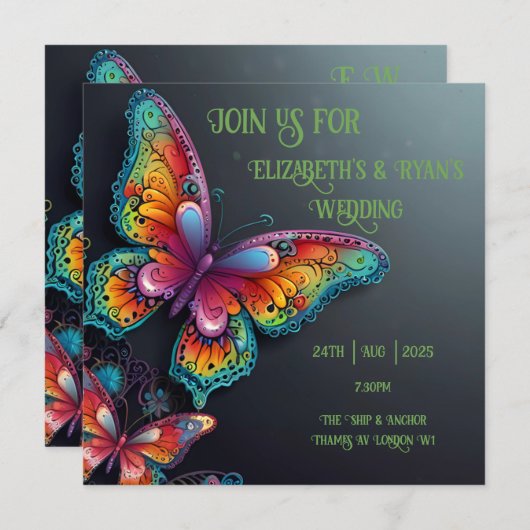 Trouwkaart Vlinder Romantische Whimsical Bruiloft Save The Date (Voorkant / Achterkant)