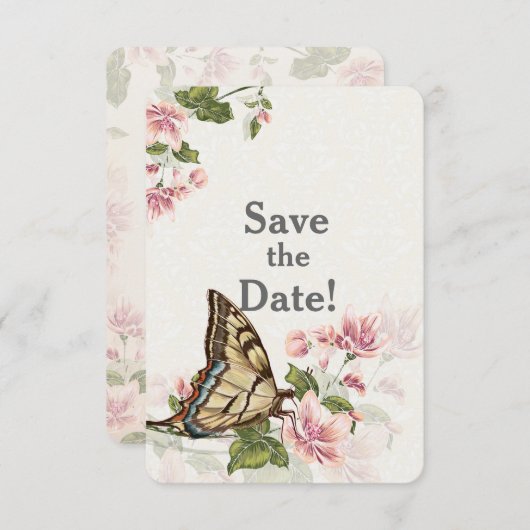 Trouwkaart Vlindertuin Save The Date Kaart (Voorkant / Achterkant)