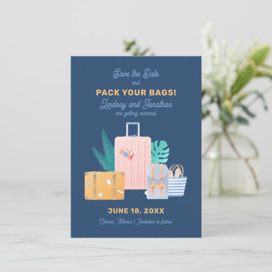 Trouwkaart voor Bestemming Huwelijk Save the Date (Staand voorkant)