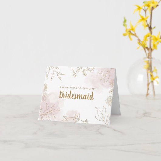 Trouwkaart voor bruidsmeisje 'Dank je wel dat je m Kaart (Gele Bloem)