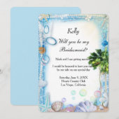 Trouwkaart voor bruidsmeisjes met tropische strand kaart (Voorkant / Achterkant)