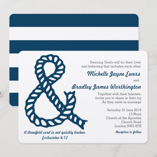 Trouwkaart voor christelijke zeilbruiloft kaart (Voorkant / Achterkant)