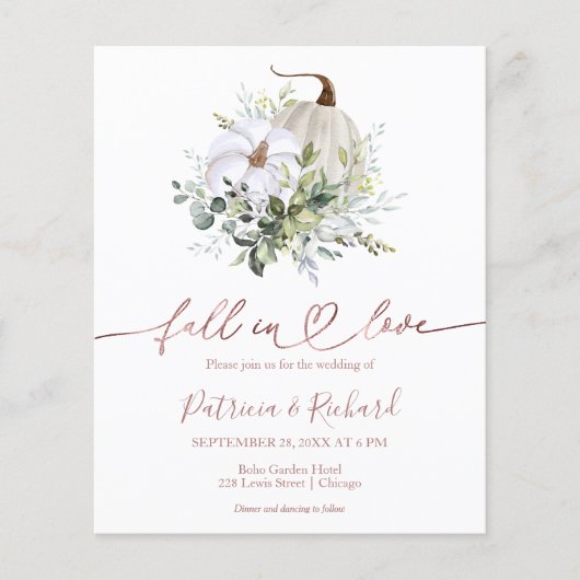 Trouwkaart voor een groene budget bruiloft om verl (Voorkant)