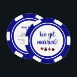 Trouwkaart voor een Navy Blue Las Vegas-huwelijksv Kaart<br><div class="desc">Verbluf je vrienden en familie door ze deze navyblauwe en witte pokerchip-huwelijksvlucht-aankondigingen en/of feestuitnodigingen te sturen. Ze kijken ernaar uit om bij dit zeker leuke feest aanwezig te zijn!</div>