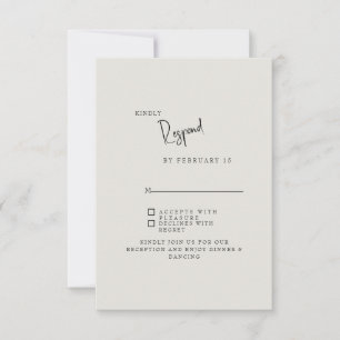 Trouwkaart voor eeuwig trouwe crème eenvoudige RSV RSVP Kaartje