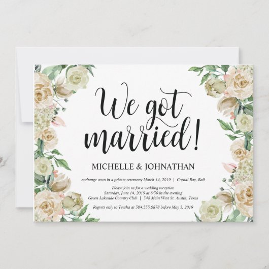 Trouwkaart voor elopement-receptie kaart (Voorkant)