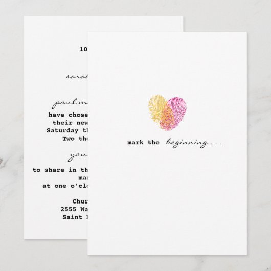 Trouwkaart voor gemarkeerde liefde kaart (Voorkant / Achterkant)