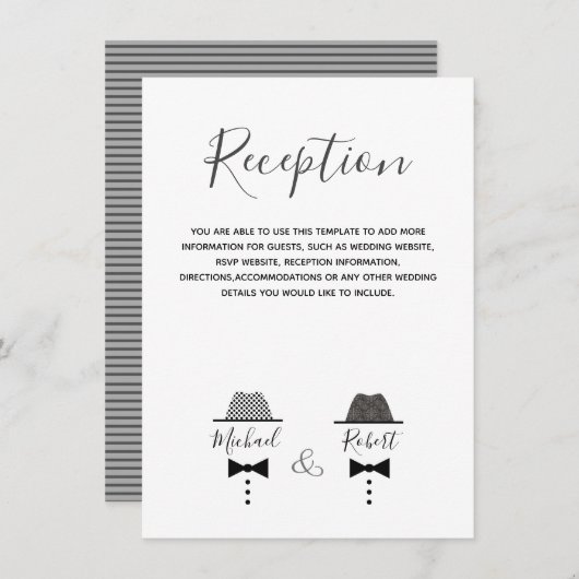 Trouwkaart voor homoseksuelen zwart-wit informatie (Voorkant / Achterkant)