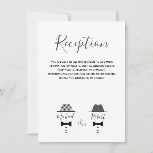 Trouwkaart voor homoseksuelen zwart-wit informatie (Voorkant)