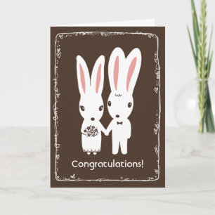 Trouwkaart voor konijnen met felicitatie kaart