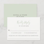 Trouwkaart voor RSVP met notitie over voedselaller (Voorkant / Achterkant)