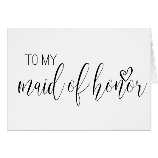 trouwkaart voor TO MY MAID OF HONOR (Voorkant Horizontaal)