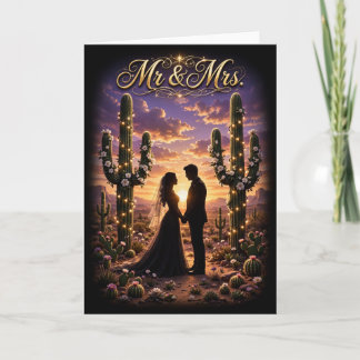 Trouwkaart voor woestijnbruiloft voor meneer en me kaart