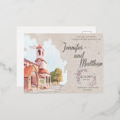 Trouwkaart Watercolor Locatie Schildering Folie Uitnodiging Briefkaart (Voorkant / Achterkant)