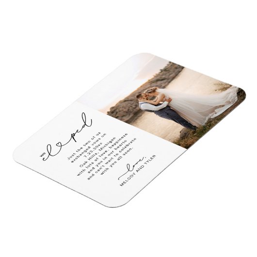 Trouwkaart We Zijn Gevlucht Script Fotokaart Magneet (Linkerzijde)