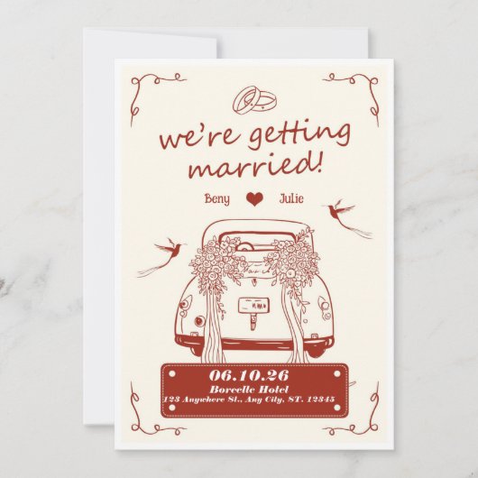 Trouwkaart We're Getting Married Kaart (Voorkant)