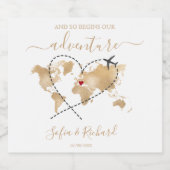 Trouwkaart Wereldkaart Goud Welkomstbord Sparkling Wijnetiket (Enkel label)