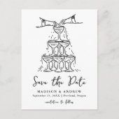 Trouwkaart Whimsical Champagne Toren Save the Date Aankondigingskaart (Voorkant)
