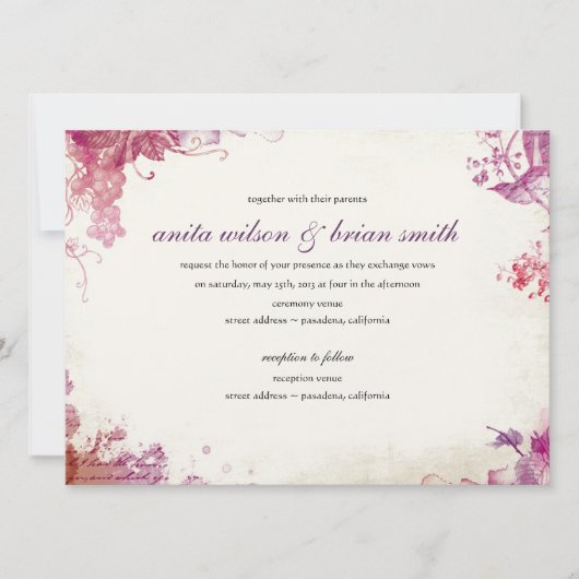 Trouwkaart wijnmakerij vintage kaart (Voorkant)