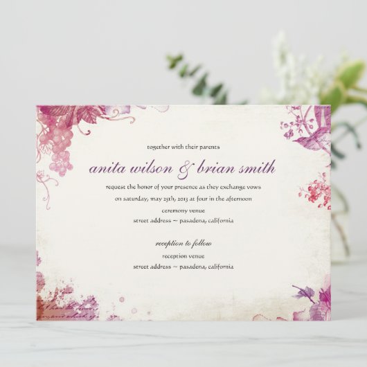 Trouwkaart wijnmakerij vintage kaart (Staand voorkant)