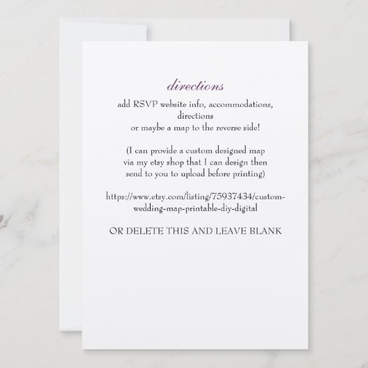 Trouwkaart wijnmakerij vintage kaart (Achterkant)