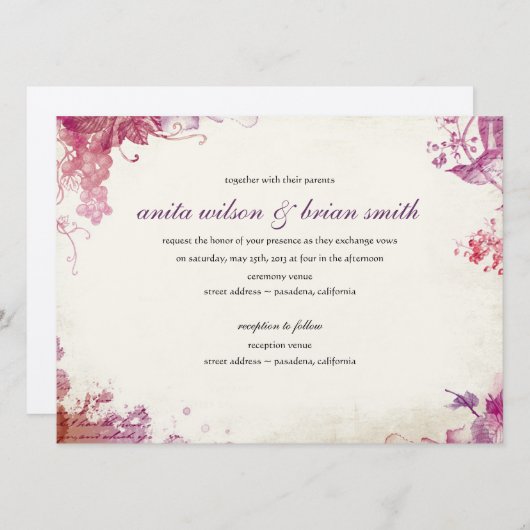 Trouwkaart wijnmakerij vintage kaart (Voorkant / Achterkant)