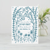 Trouwkaart Wildflower Vines Save the Date Aangepas (Staand voorkant)