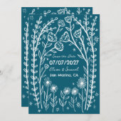 Trouwkaart Wildflower Vines Save the Date Aangepas (Voorkant / Achterkant)