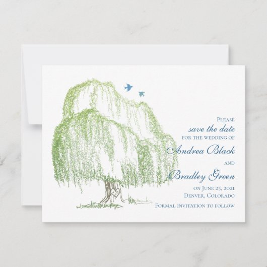 Trouwkaart 'Willow Tree' - Bericht van aankondigin Save The Date (Voorkant)
